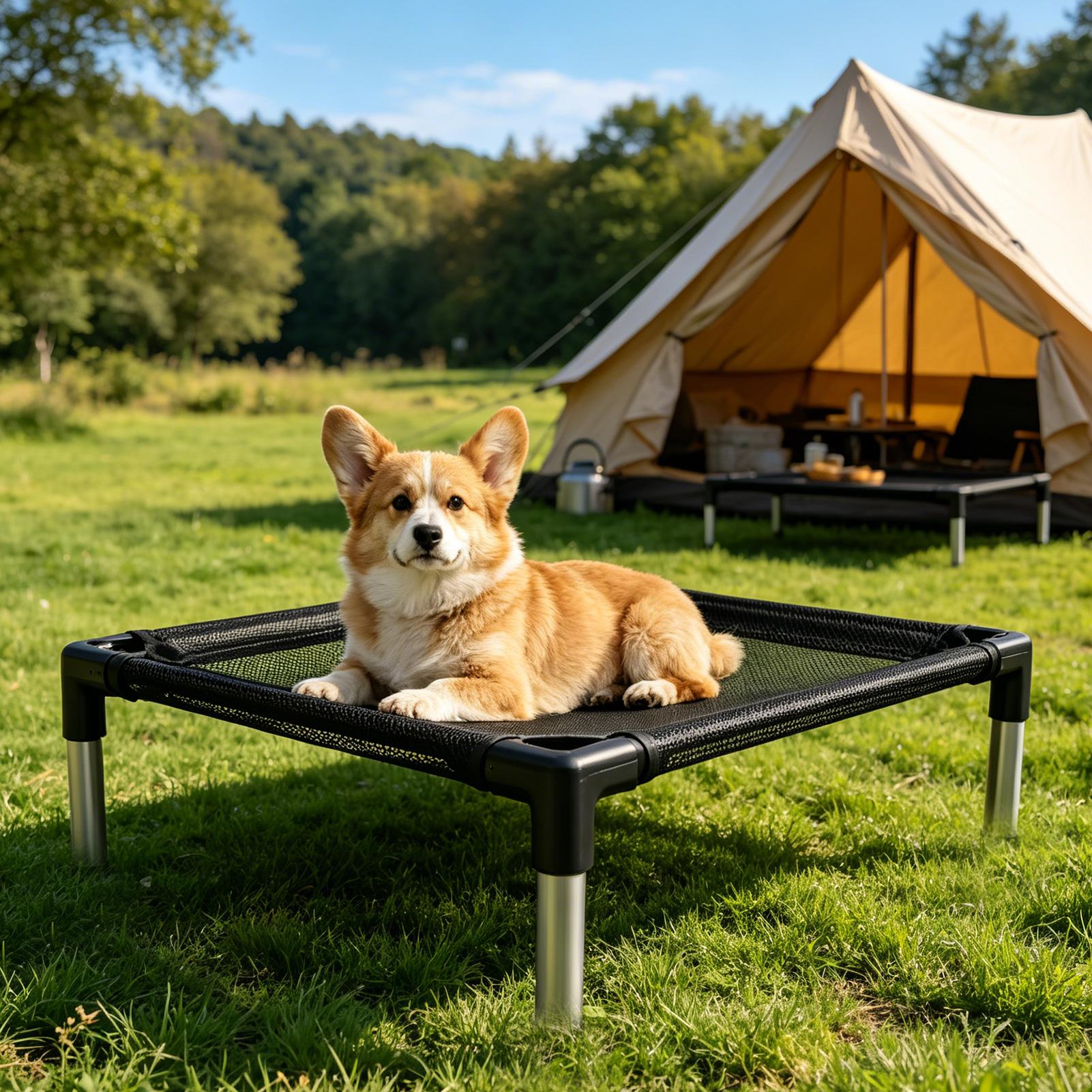 Outdoor Camping Dog Bed - Cama Elevada para Perros, Malla Transpirable,