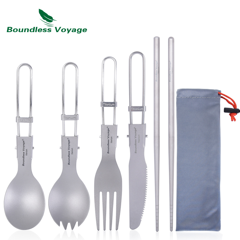 Cubiertos de titanio para acam - Outdoor Camping Dining Set reseña y precio