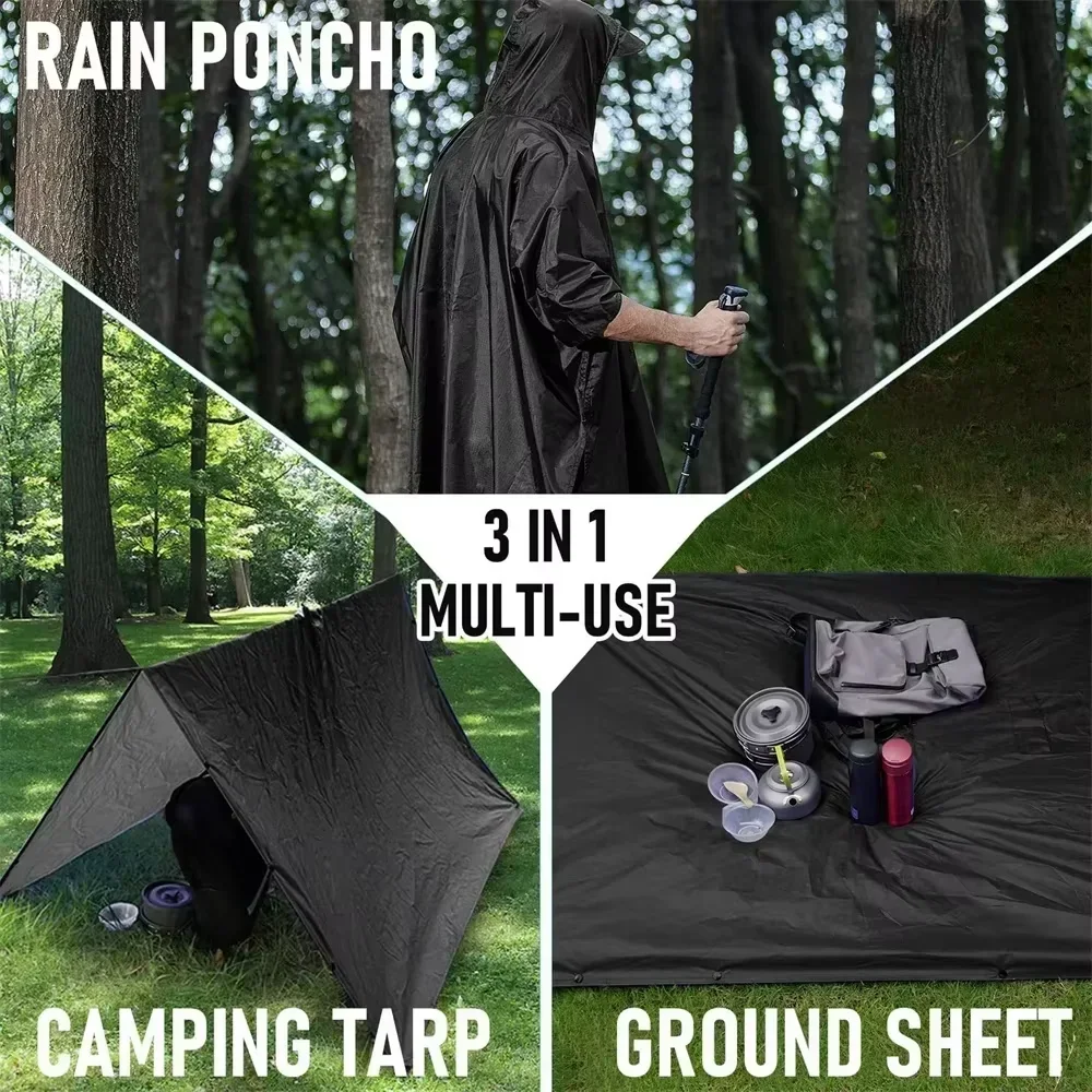 Poncho impermeable con capucha - Camping Rain Poncho reseña y precio
