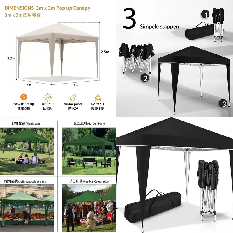 Carpa plegable de 300x300x220c - Outdoor Camping Exhibition reseña y precio
